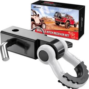 2 Inch Shackle Hitch Receiver 3/4 Inch D Ring Kit White Black