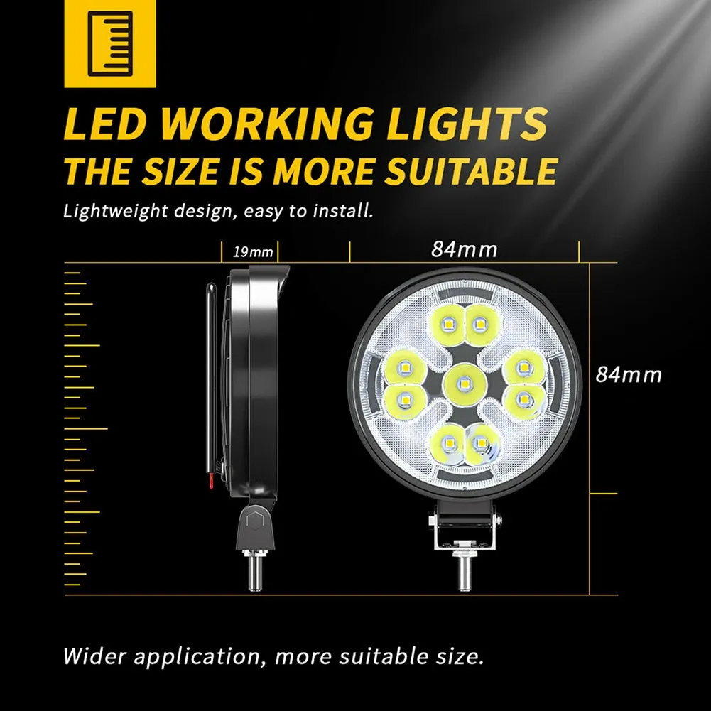 2pcs Car Led Work Light  Bar Mini Round 63w Dual Color Waterproof
