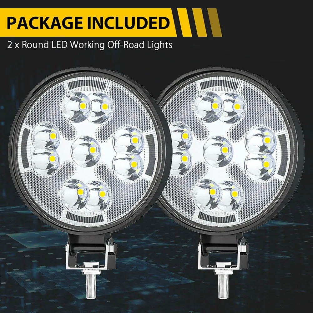 2pcs Car Led Work Light  Bar Mini Round 63w Dual Color Waterproof
