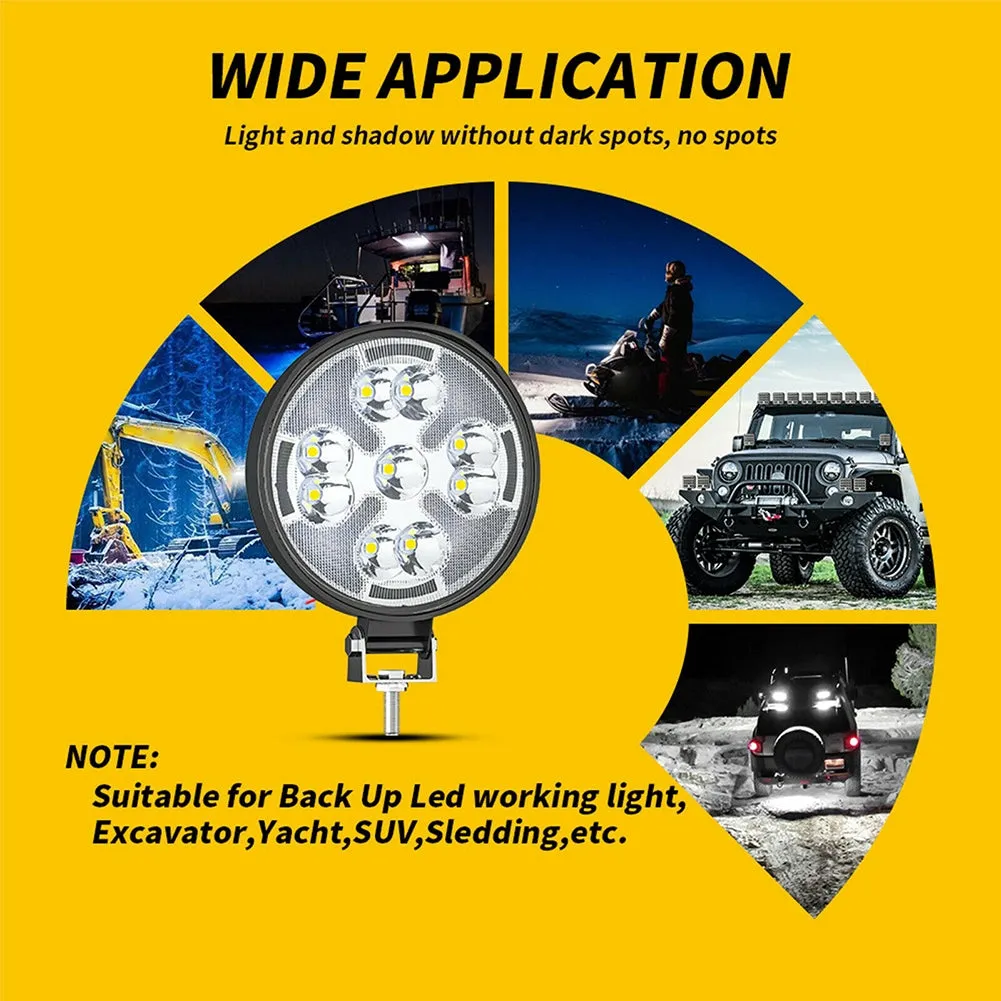 2pcs Car Led Work Light  Bar Mini Round 63w Dual Color Waterproof