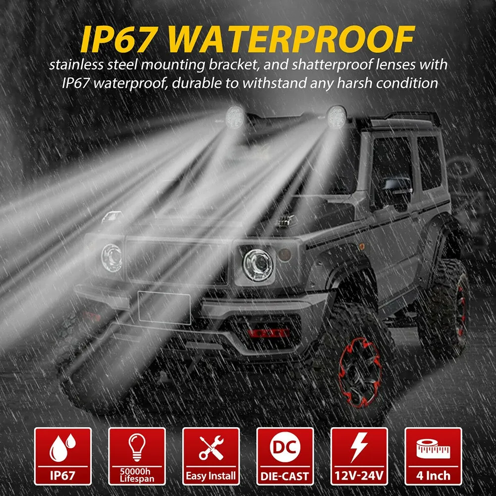 2pcs Car Led Work Light  Bar Mini Round 63w Dual Color Waterproof