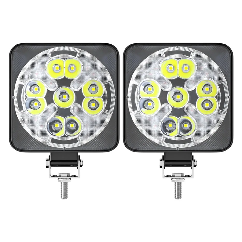 2pcs Car Led Work Light  Bar Mini Round 63w Dual Color Waterproof