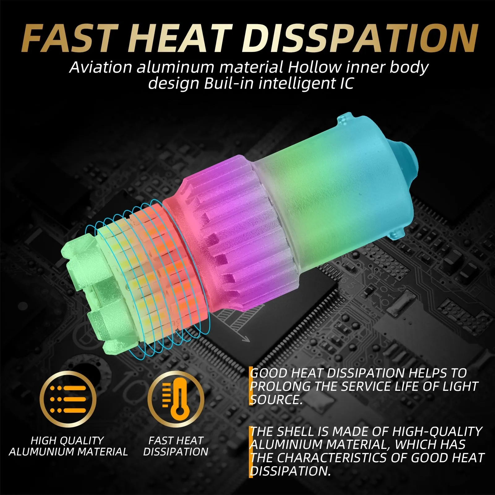 2pcs Fast Heat Disspation Aluminum LED Bulb for Drviaion