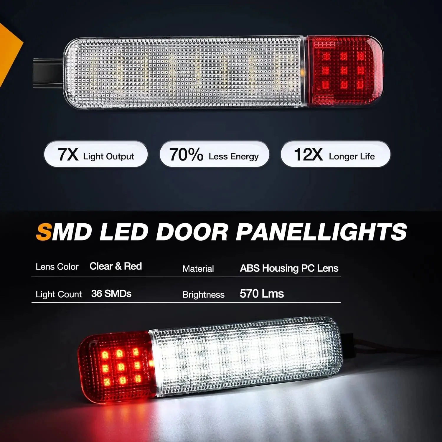 2PCS LED Interior Door Panel Light Courtesy Warning Lights White Red for Chevy GMC Silverado Sierra 1500 2500 3500 HD Suburban Cadillac Escalade Hummer H2