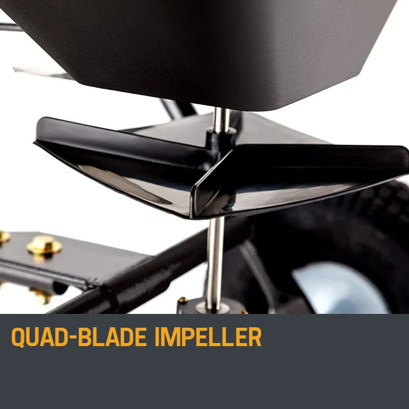 30kg Tow Behind Broadcast Spreader with Poly Hopper & Pneumatic Tyres - Plantcraft