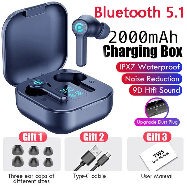 56 HOURS LONG Battery ES1 Wireless Bluetooth Earphones 5.1 Headsets Gaming Headphones with Microphonefor All ISO Android Phone