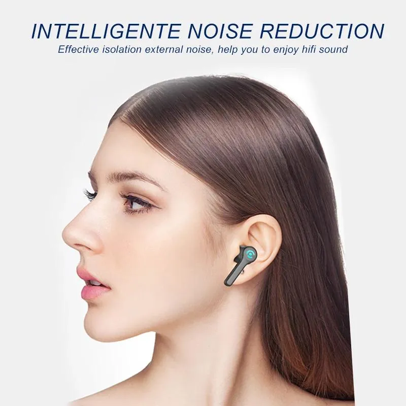 56 HOURS LONG Battery ES1 Wireless Bluetooth Earphones 5.1 Headsets Gaming Headphones with Microphonefor All ISO Android Phone