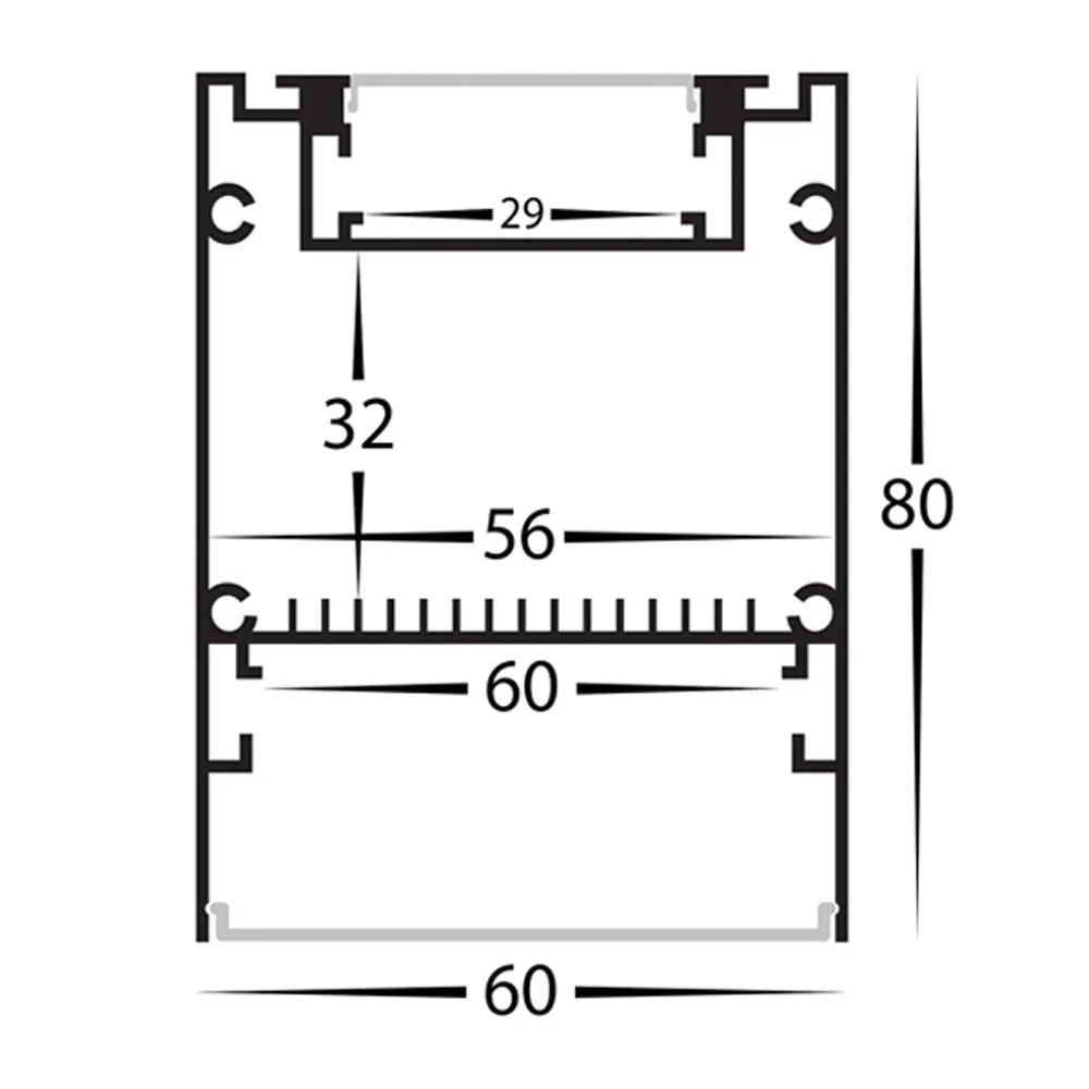60mm x 80mmWhite Deep Square Up and Down Aluminium LED Profile Havit Lighting - HV9693-6080-WHT