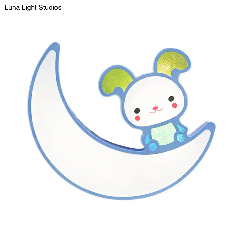 Adorable Acrylic Moon & Bunny LED Ceiling Lamp for Gamer Room