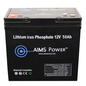 AIMS Power 12V 50Ah Lithium Iron Phosphate Battery
