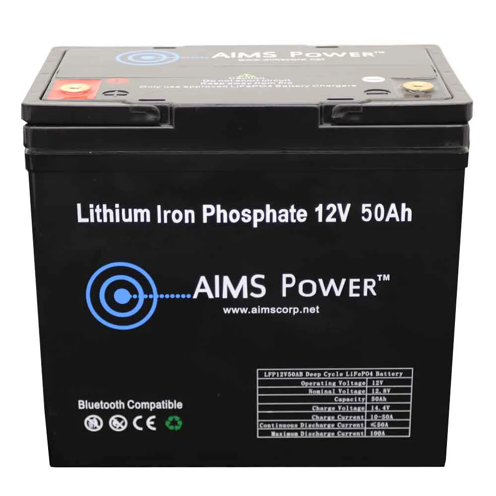 AIMS Power 12V 50Ah Lithium Iron Phosphate Battery