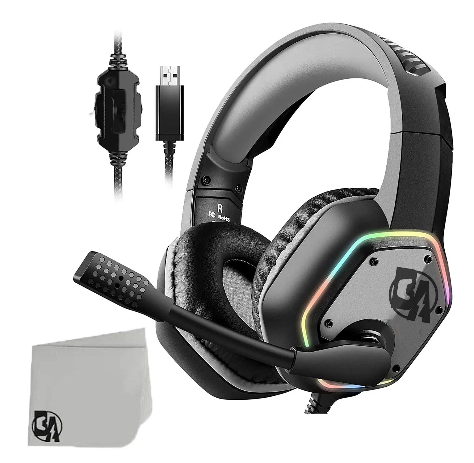 BOLT AXTION Gaming Headset, Computer Headphones with Noise Canceling Mic & RGB