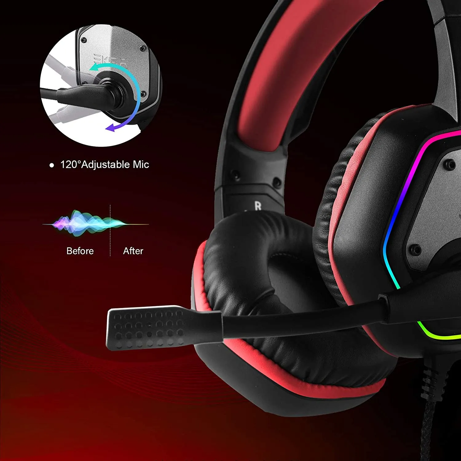 BOLT AXTION Gaming Headset, Computer Headphones with Noise Canceling Mic & RGB