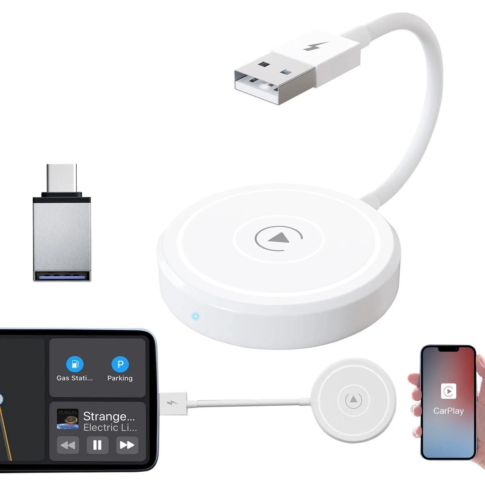 Car Adapter Dongle for Carplay Wire-Controlled to Wireless