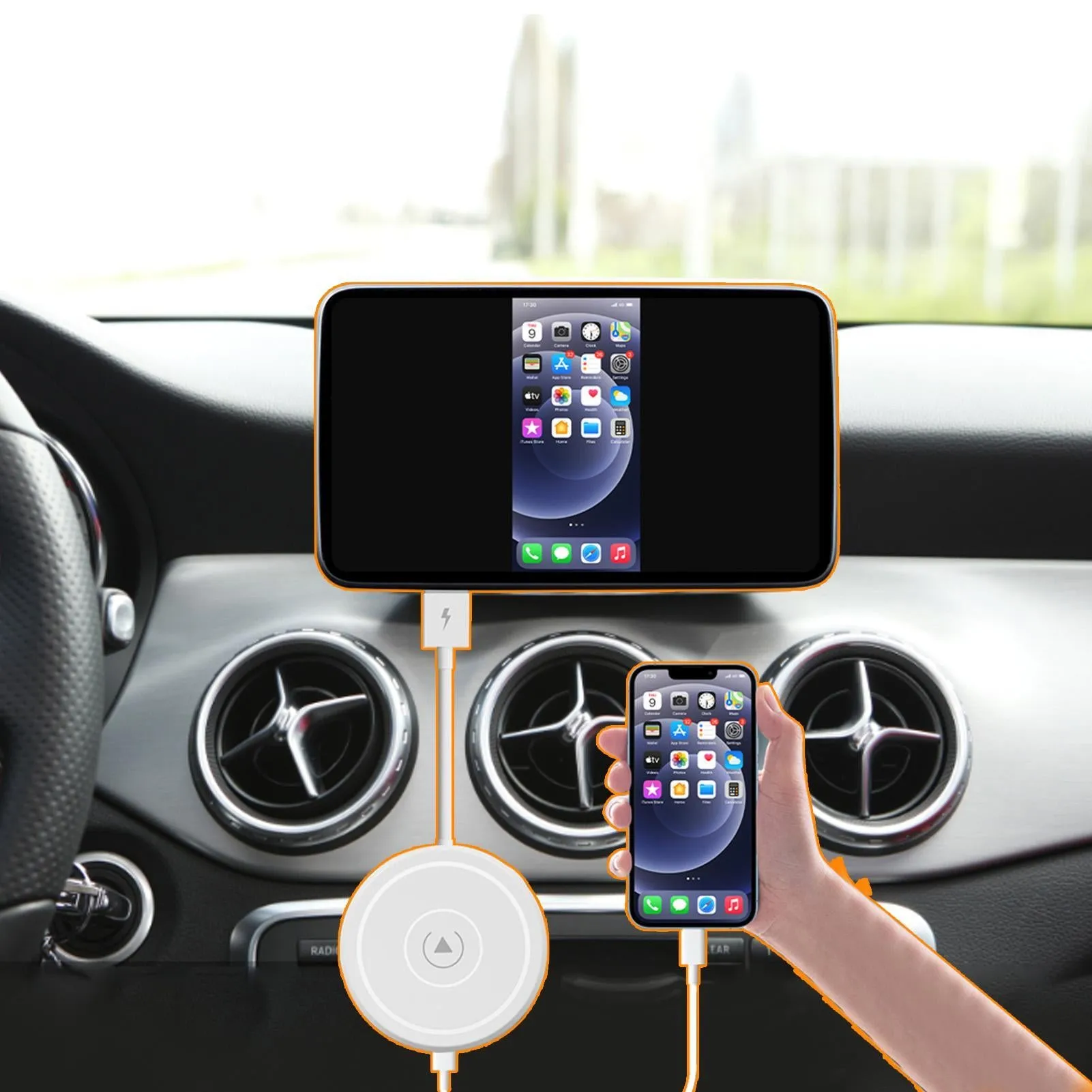 Car Adapter Dongle for Carplay Wire-Controlled to Wireless