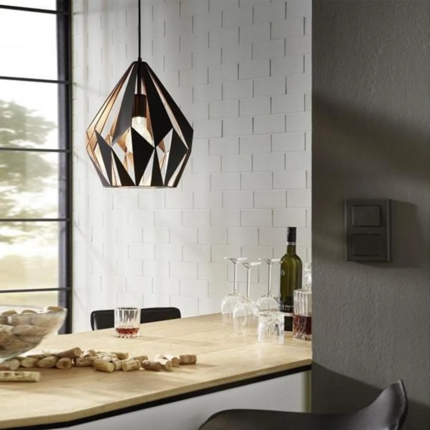 Carlton 1 Pendant Light Medium in Black/Copper, Black/Silver or White/Gold