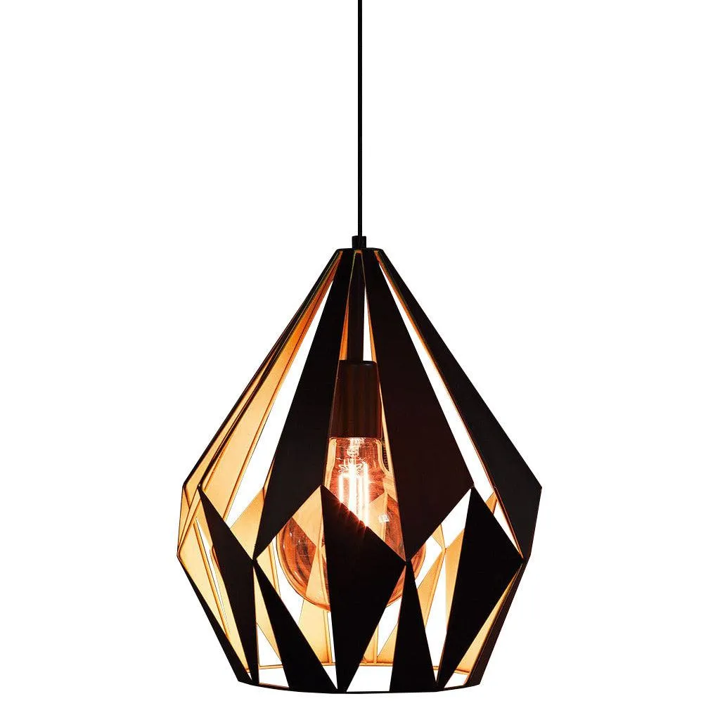 Carlton 1 Pendant Light Medium in Black/Copper, Black/Silver or White/Gold