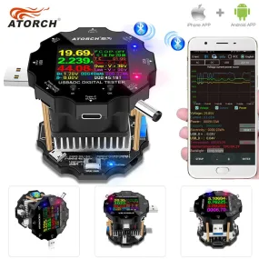 Color APP battery tester electronic load 18650 capacity monitor indicator discharge charge usb meter 12v power supply checker