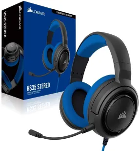 Corsair Headset HS35 - Stereo Gaming Headset - Memory Foam Earcups - Headphones Designed for Playstation 4 (PS4) and Mobile – Blue