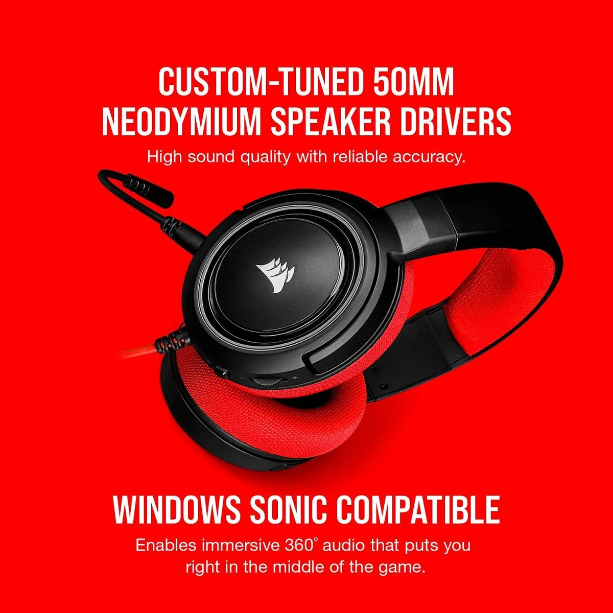 Corsair Headset HS35 - Stereo Gaming Headset - Memory Foam Earcups - Headphones Designed for Switch and Mobile – Red