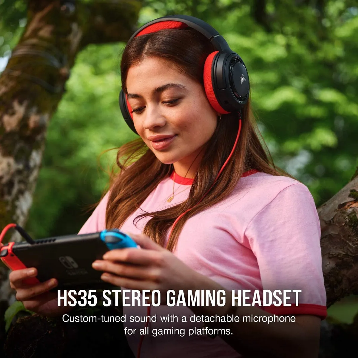 Corsair Headset HS35 - Stereo Gaming Headset - Memory Foam Earcups - Headphones Designed for Switch and Mobile – Red