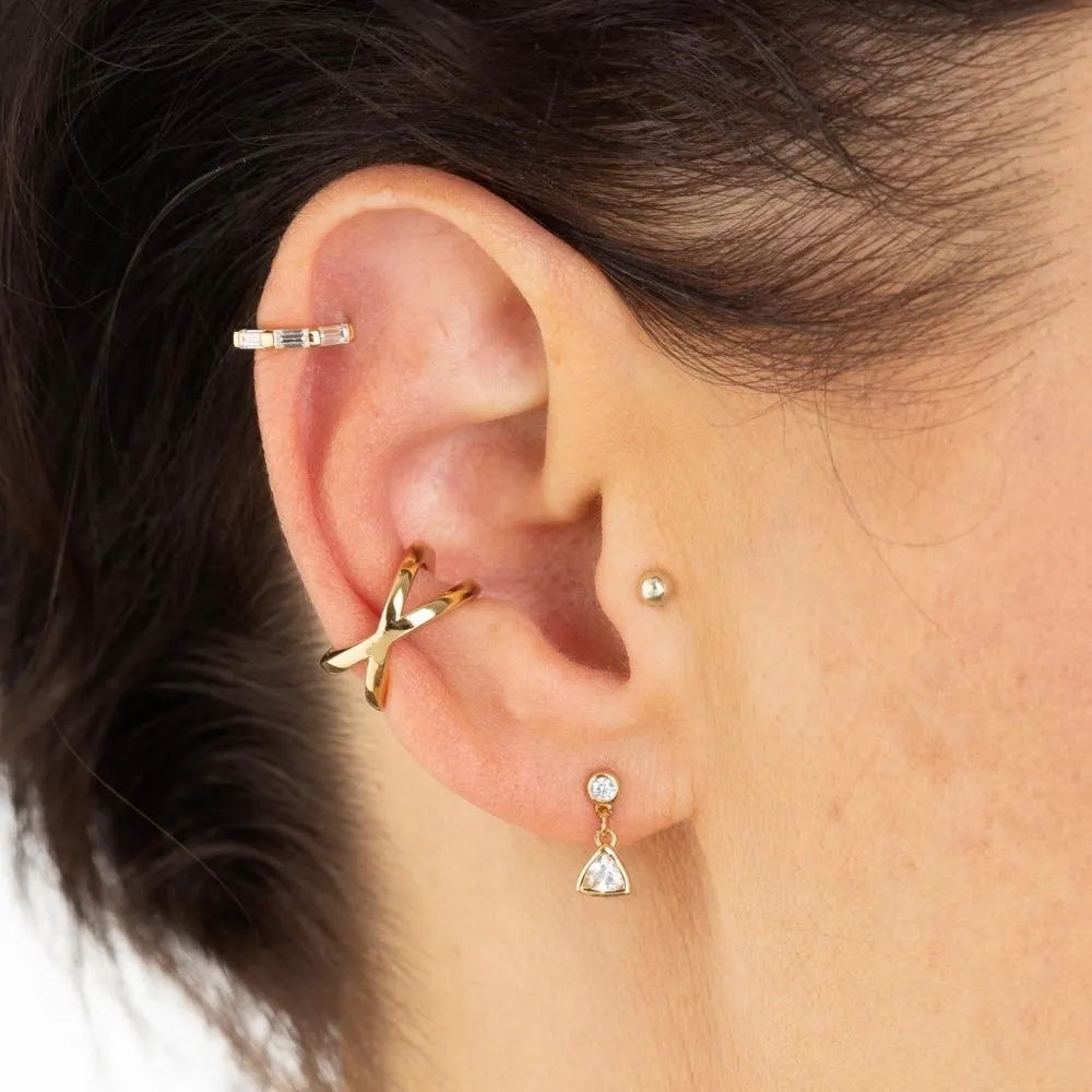 Cross Over Single Ear Cuff - Silver - SPECSS179