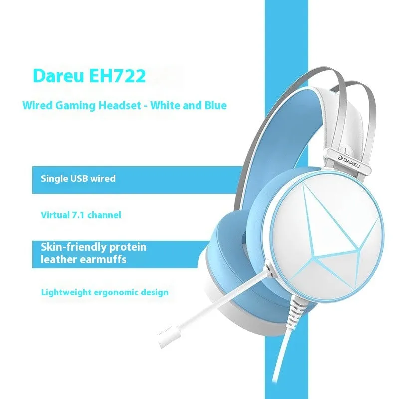 DAREU Wired Gaming Headset | Noise-Canceling, RGB Lighting | PC & Laptop Compatible