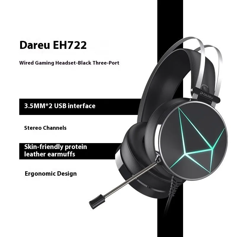 DAREU Wired Gaming Headset | Noise-Canceling, RGB Lighting | PC & Laptop Compatible