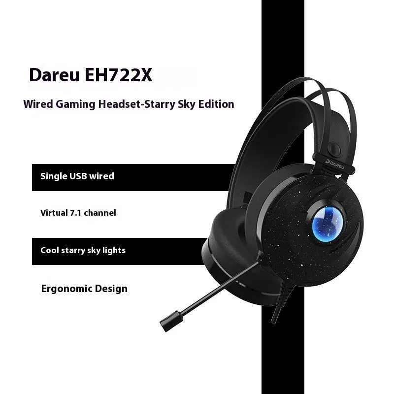 DAREU Wired Gaming Headset | Noise-Canceling, RGB Lighting | PC & Laptop Compatible