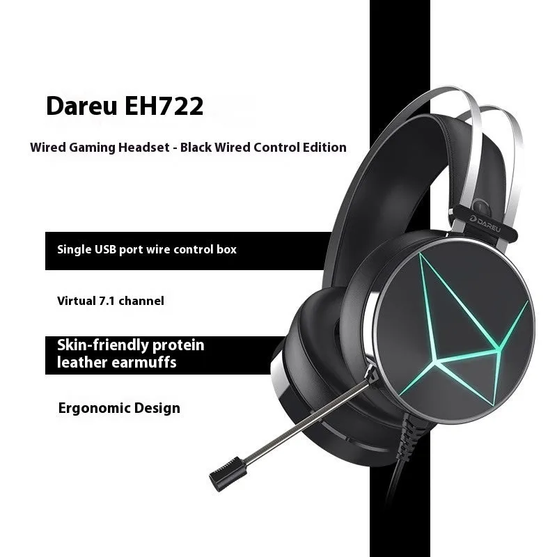 DAREU Wired Gaming Headset | Noise-Canceling, RGB Lighting | PC & Laptop Compatible
