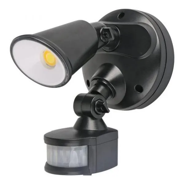 Defender Exterior LED Security Light Single 10w Tri Colour in Matt Black/White