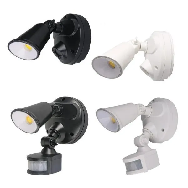 Defender Exterior LED Security Light Single 10w Tri Colour in Matt Black/White