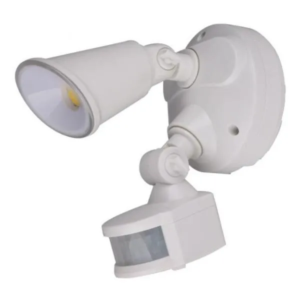 Defender Exterior LED Security Light Single 10w Tri Colour in Matt Black/White