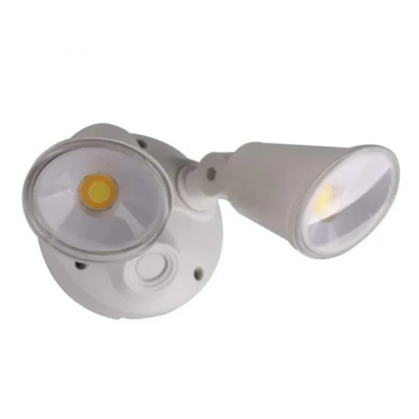 Defender Exterior LED Security Light Twin 20w Tri Colour in Matt Black/White