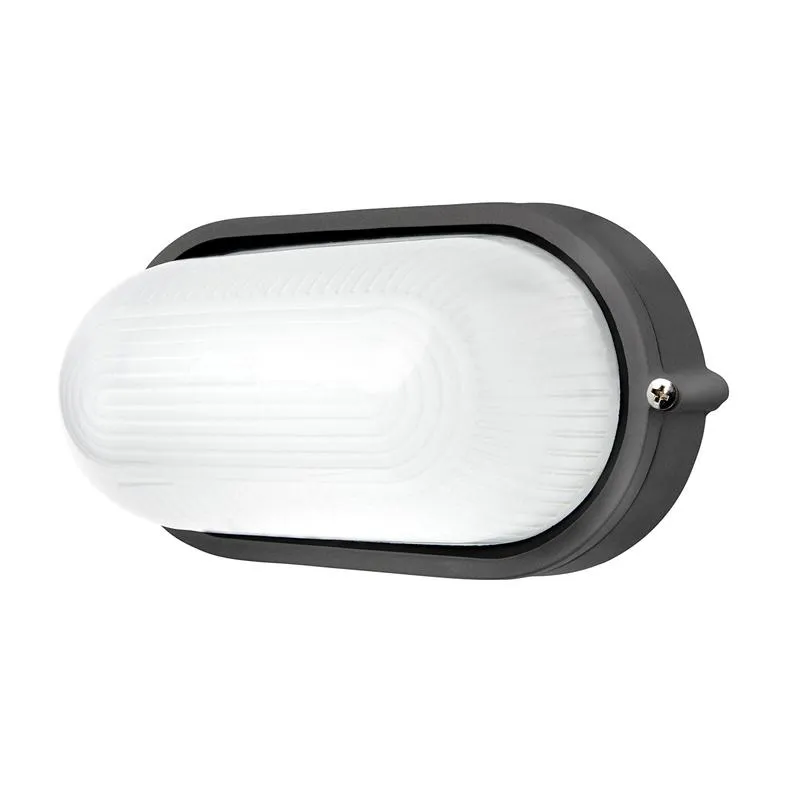 Essex Oval LED Bunker/Wall Light Exterior Full Face in White or Charcoal
