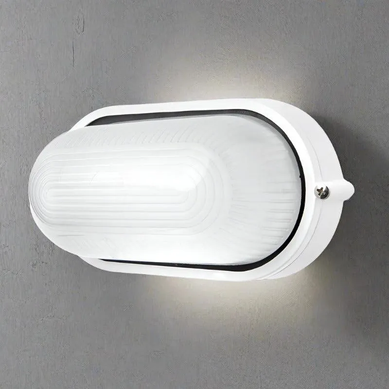 Essex Oval LED Bunker/Wall Light Exterior Full Face in White or Charcoal