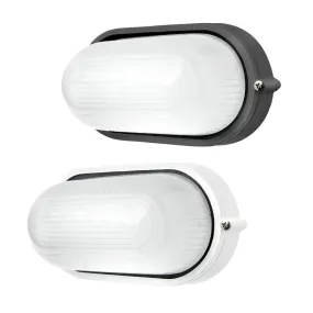 Essex Oval LED Bunker/Wall Light Exterior Full Face in White or Charcoal