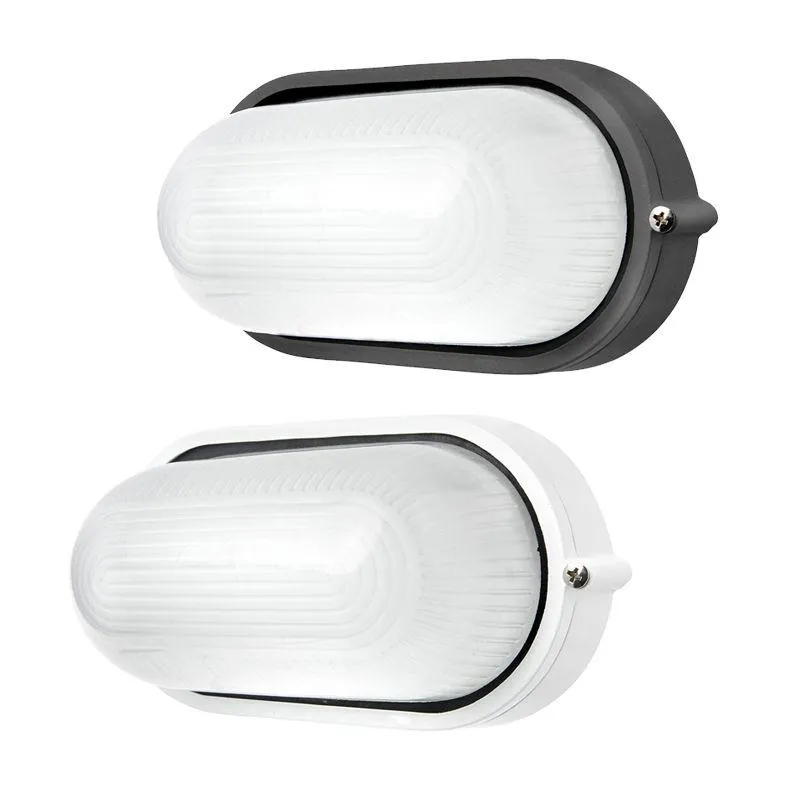 Essex Oval LED Bunker/Wall Light Exterior Full Face in White or Charcoal