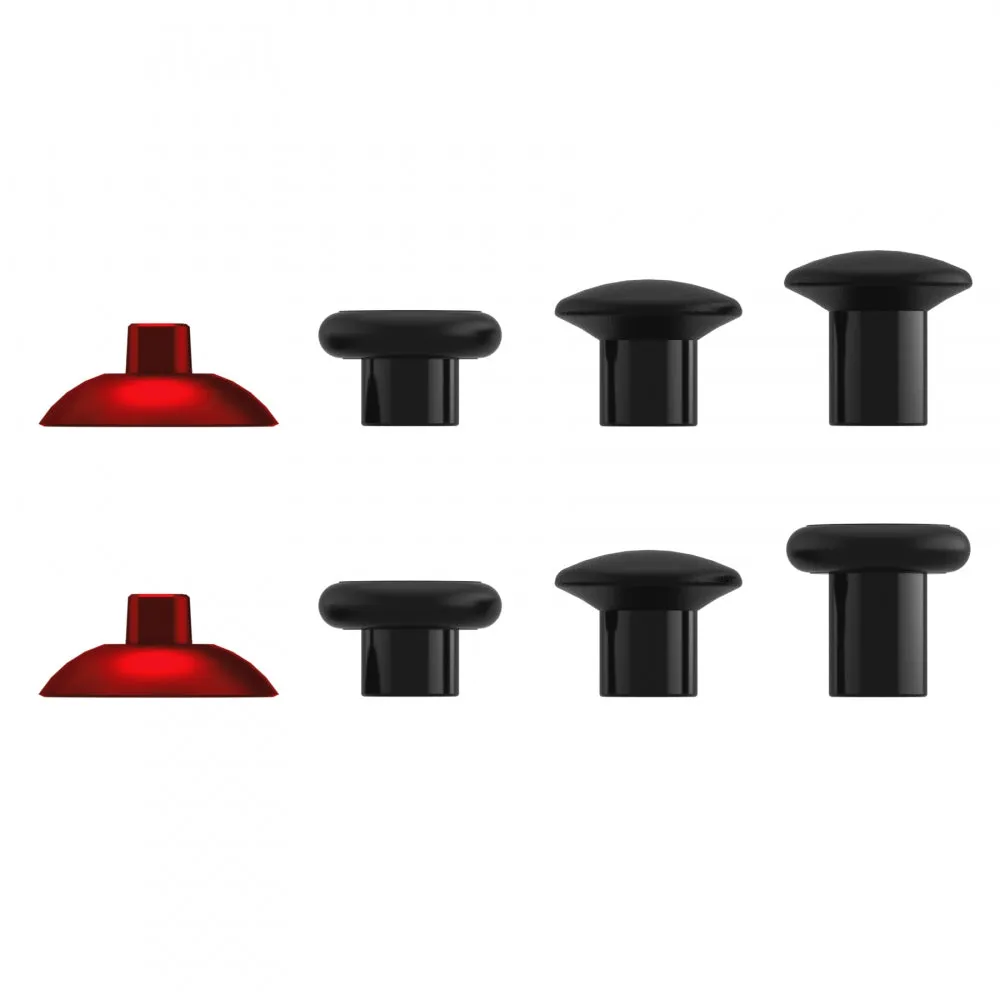 eXtremeRate ThumbsGear Interchangeable Ergonomic Thumbstick for PS4 Slim PS4 Pro PS5 Controller with 3 Height Domed and Concave Grips Adjustable Joystick - Chrome Red & Black - P4J1106