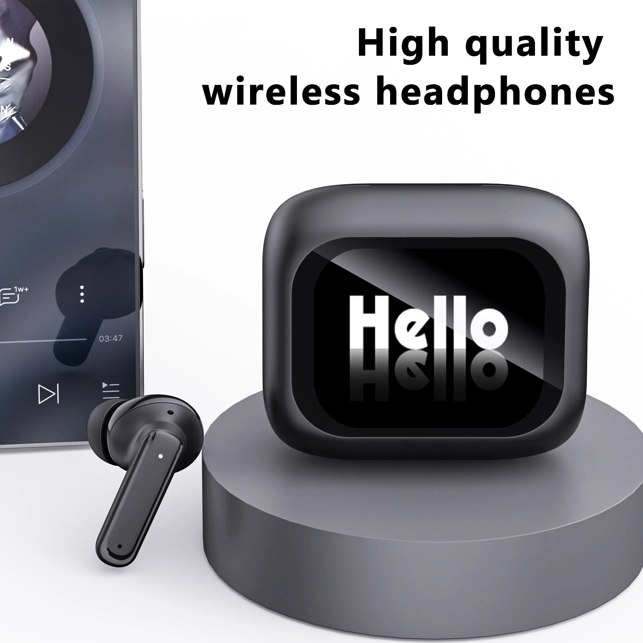 For Smart Lcd Touch Screen Headphones - New Upgrade Sports Headphones With English And Chinese Switch, Wireless, Built-In Microphone & Sound Quality Switch