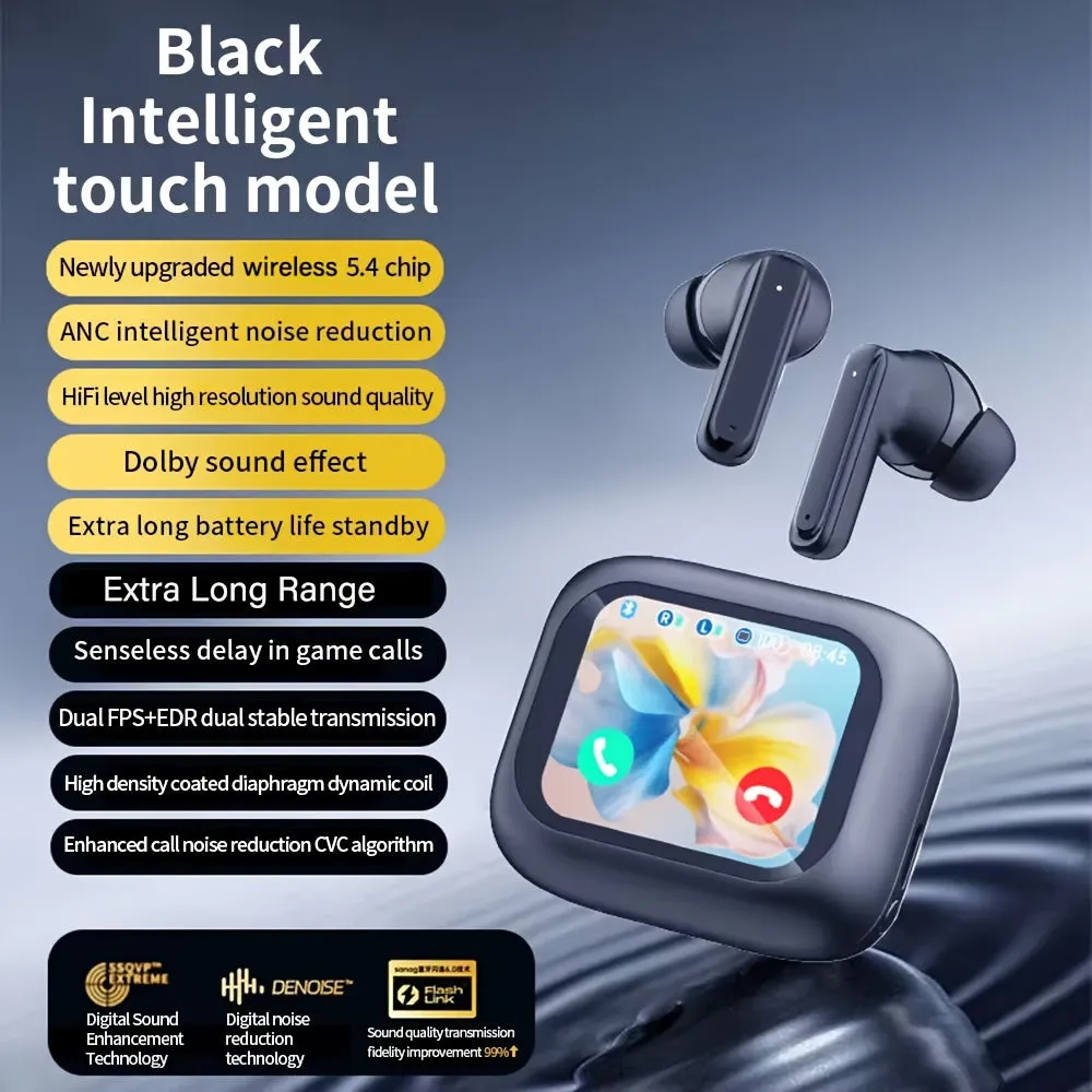 For Smart Lcd Touch Screen Headphones - New Upgrade Sports Headphones With English And Chinese Switch, Wireless, Built-In Microphone & Sound Quality Switch