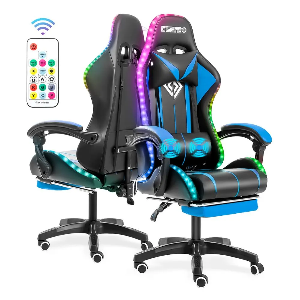 Gaming LED Massage Chair with Footrest