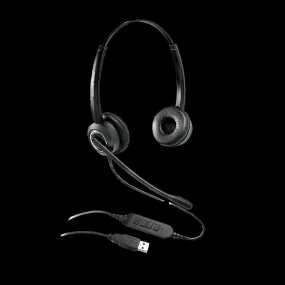 Grandstream GUV3000 Dual Ear HD USB Headset Noise Canceling Microphone 2m Cable