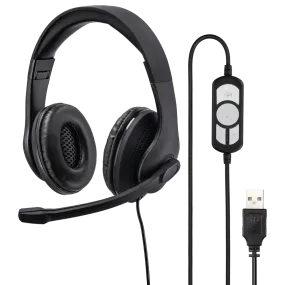 Hama HS-USB300 Over-Ear PC Office Stereo Headset - Black | 419682