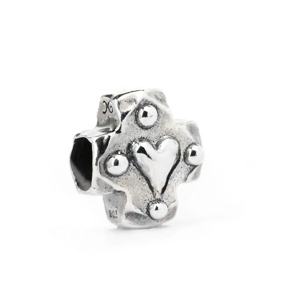 Heart Gem Cross, Silver