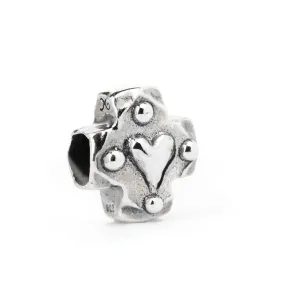 Heart Gem Cross, Silver