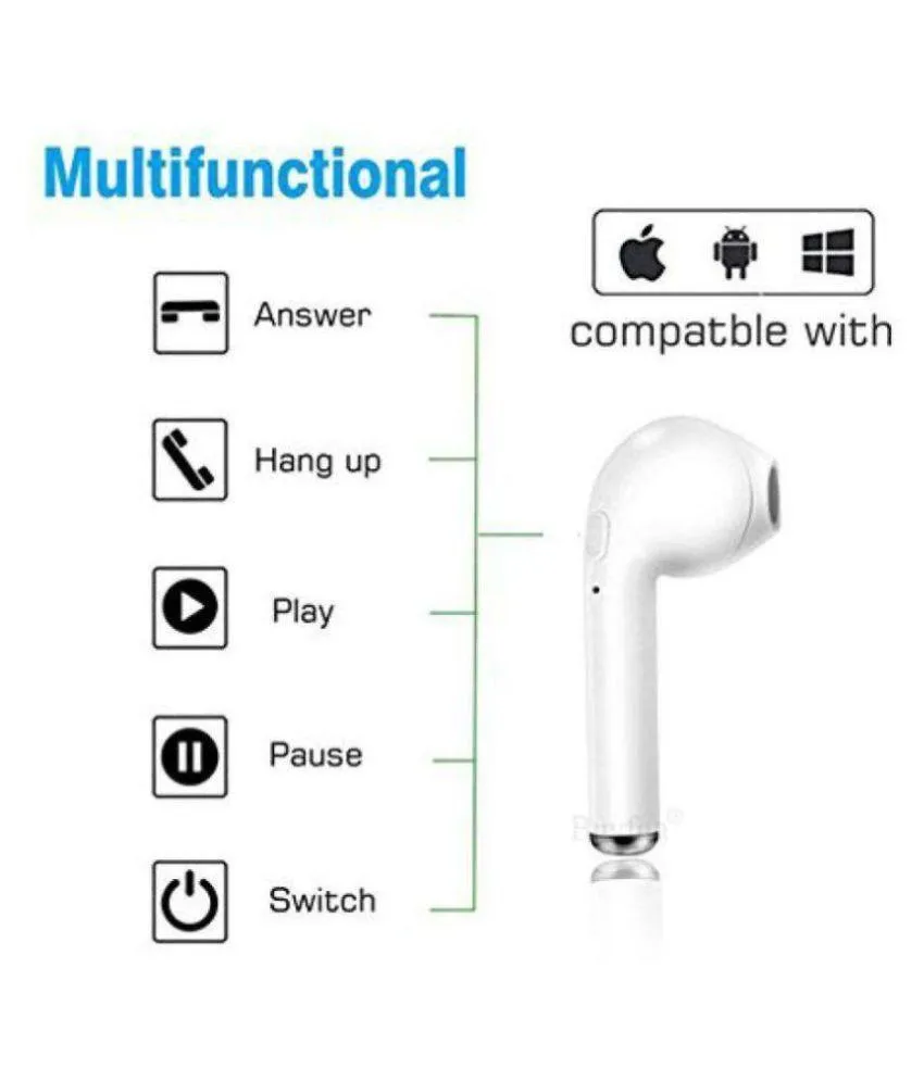 I7 Single Bluetooth In Ear Wireless Earphones With Mic