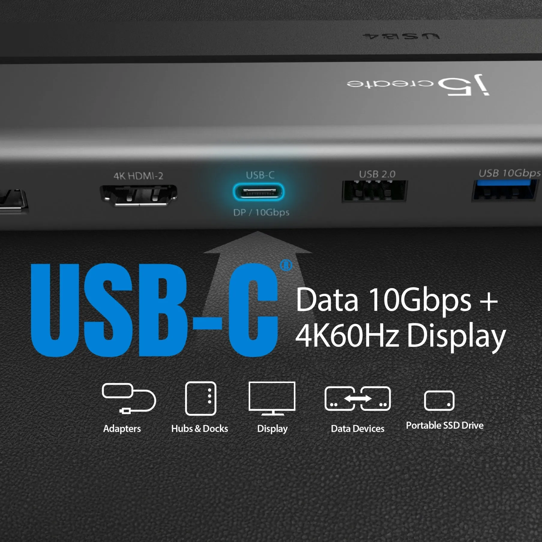 j5create USB4® Triple 4K Display Docking Station, JCD554