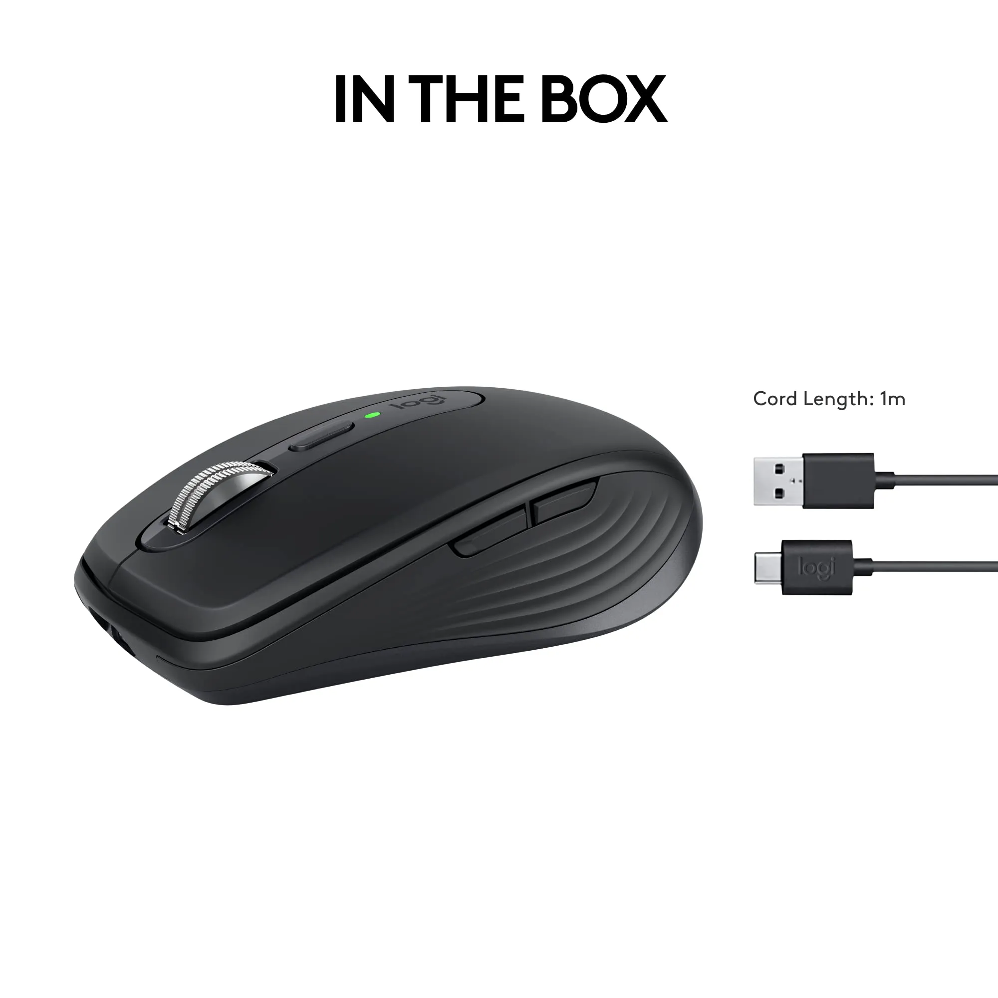 Logitech MX Anywhere 3S Compact Wireless Mouse, Fast Scrolling, 8K DPI Tracking, Quiet Clicks, USB C, Bluetooth, Windows PC, Linux, Chrome, Mac - Graphite - With Free Adobe Creative Cloud Subscription