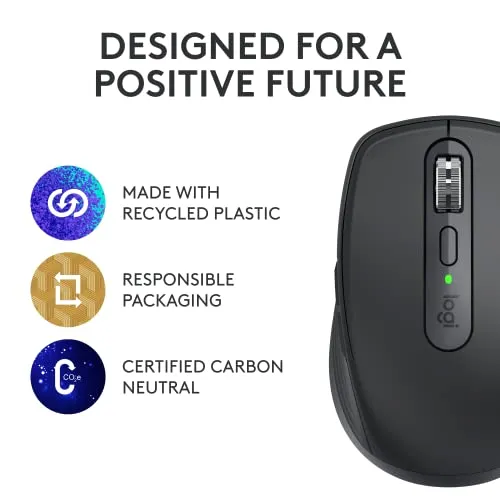 Logitech MX Anywhere 3S Compact Wireless Mouse, Fast Scrolling, 8K DPI Tracking, Quiet Clicks, USB C, Bluetooth, Windows PC, Linux, Chrome, Mac - Graphite - With Free Adobe Creative Cloud Subscription